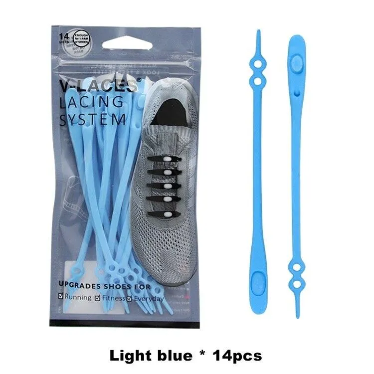 12 Piece Set Unisex Silicone Round Elastic Tieless Shoelaces