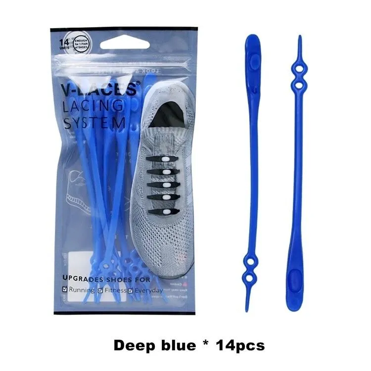 12 Piece Set Unisex Silicone Round Elastic Tieless Shoelaces