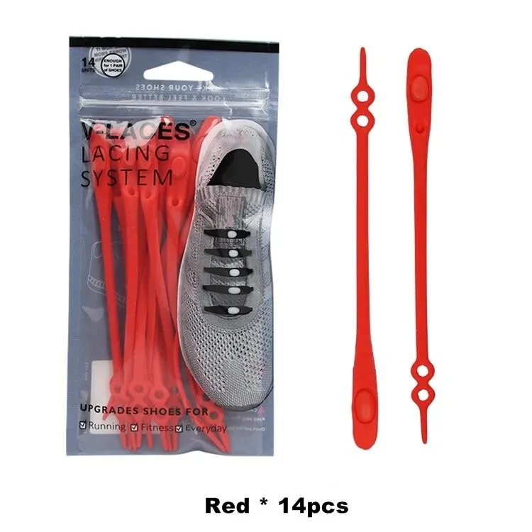 12 Piece Set Unisex Silicone Round Elastic Tieless Shoelaces