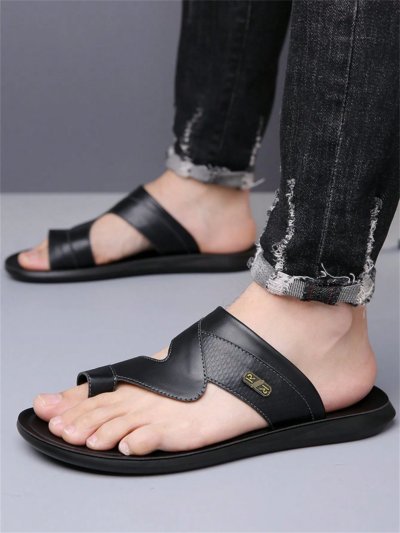 2024 Plus Size Fashionable Casual Slippers, Summer New Men's Slippers, Soft Non-Slip Beach Shoes For Outdoor Use