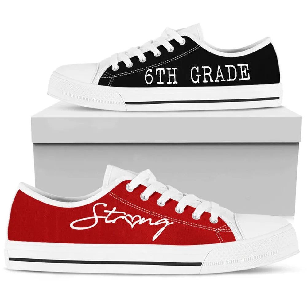 6Th Grade Strong Red Black Shoes, Teacher Shoes, Low Top Sneakers