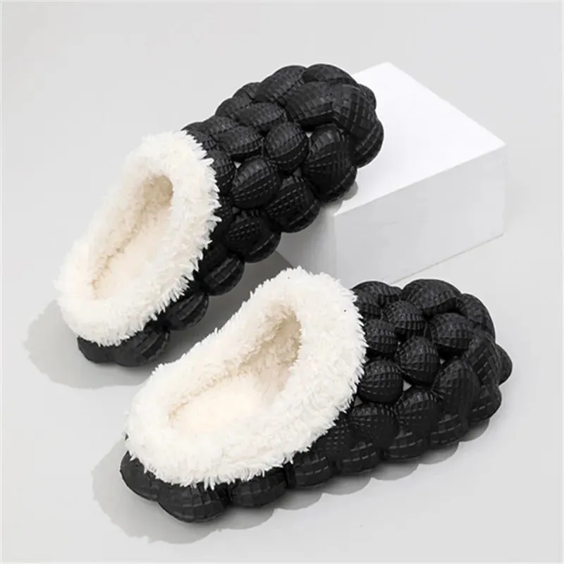 AMOZAE- - Fur Warm Cotton Slippers Bubble Shoes