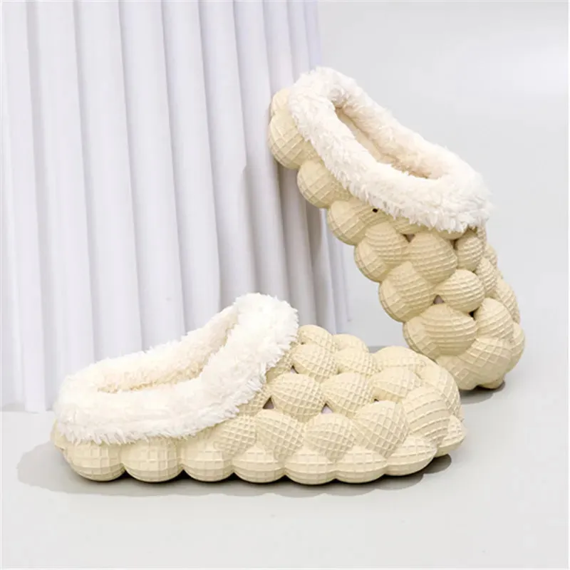 AMOZAE- - Fur Warm Cotton Slippers Bubble Shoes