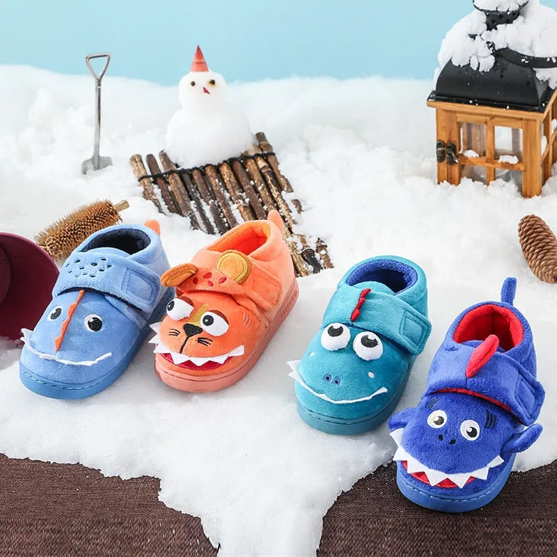 Animal Cartoon Design Fluffy Warm Slippers For Kids