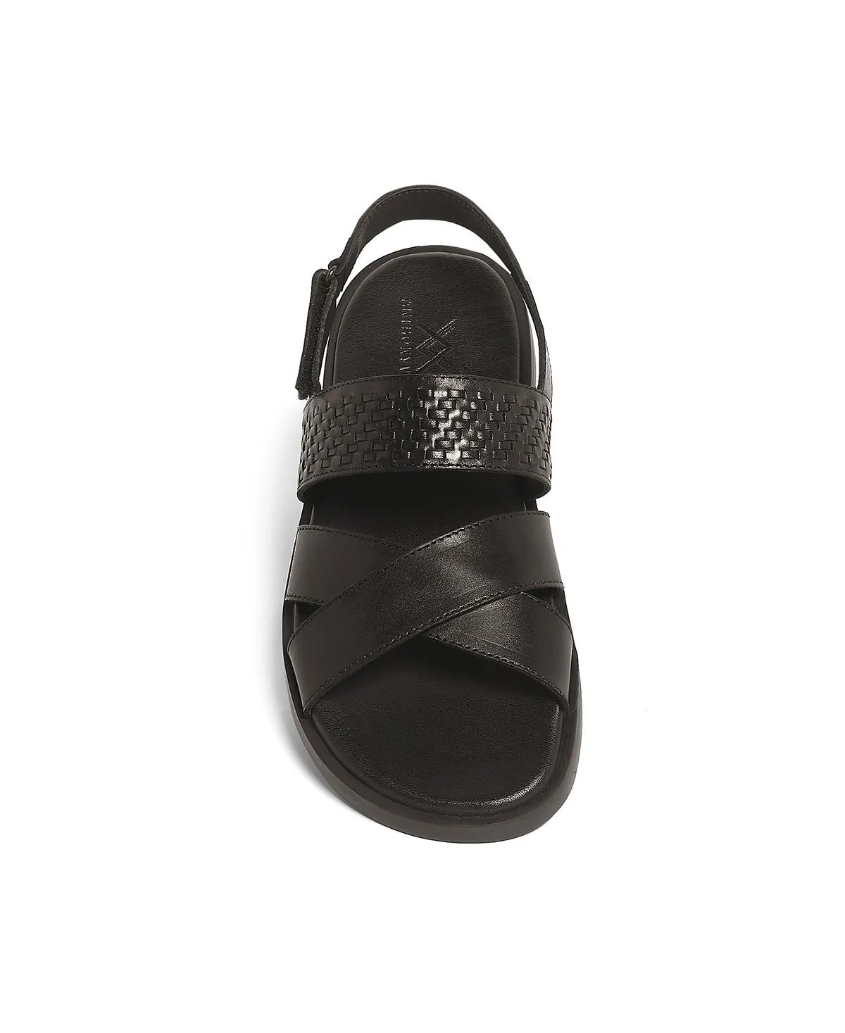 Anthony Veer Men's Comfort Cross Strap Mumbai Sandals Black