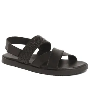 Anthony Veer Men's Comfort Cross Strap Mumbai Sandals Black