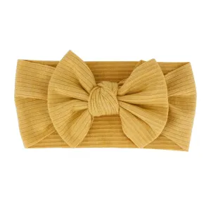 Baby Textured Single Soft Bow Knot Headband — Mustard