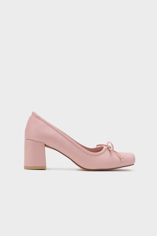 BALLERINA HEEL PUMP WITH BOW