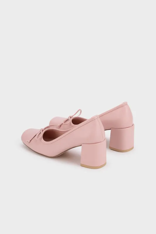 BALLERINA HEEL PUMP WITH BOW