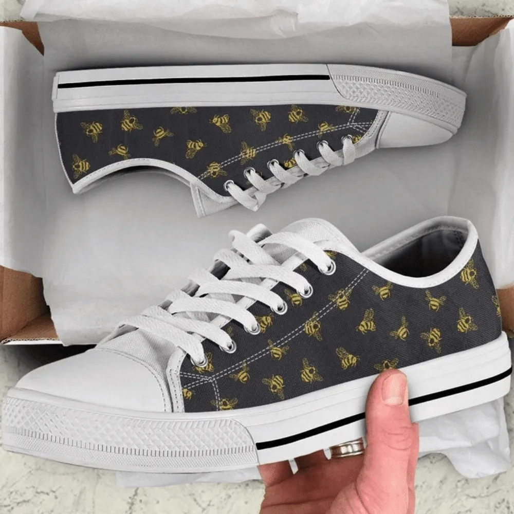 Bee Line Insects Pattern Low Top Shoes, Animal Print Canvas Shoes, Print On Canvas Shoes