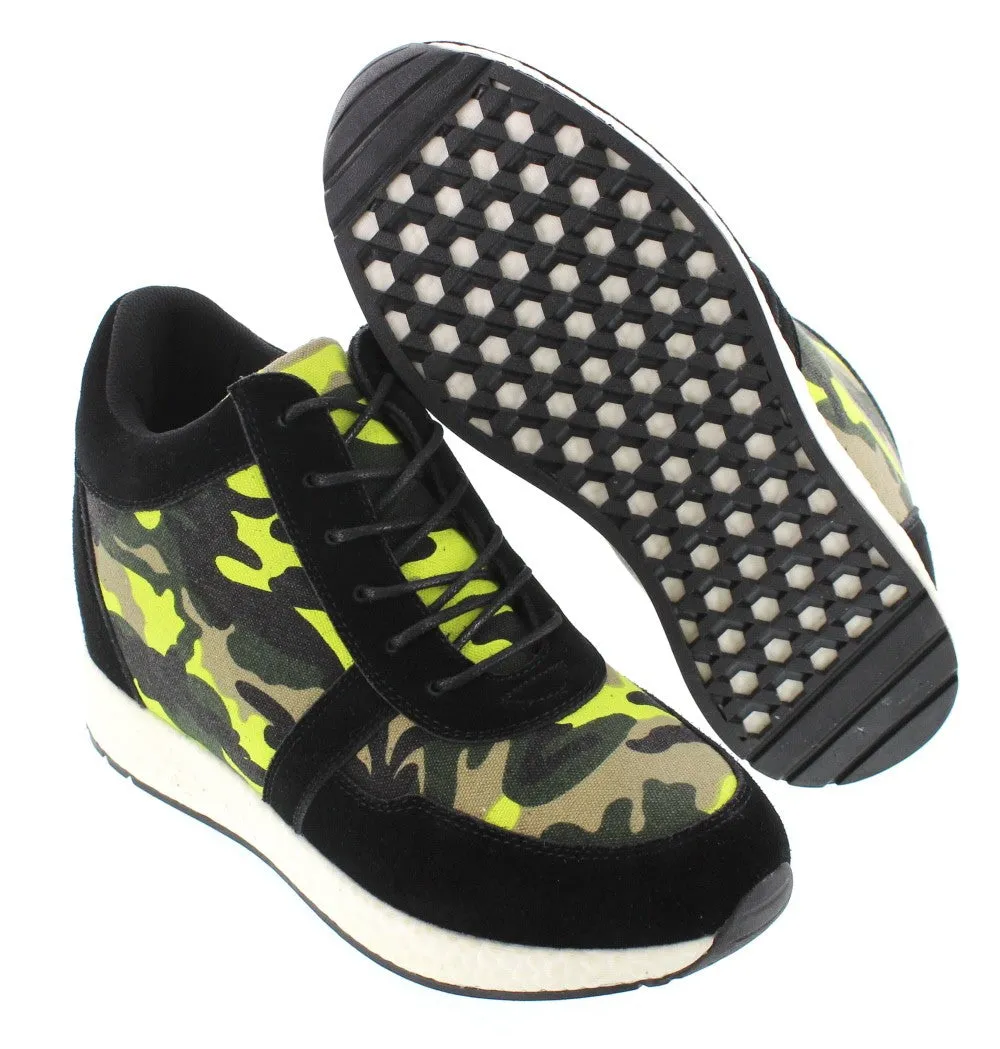 CALTO - H2244 - 3.2 Inches Taller (Camo Black/Yellow Canvas) - Lightweight