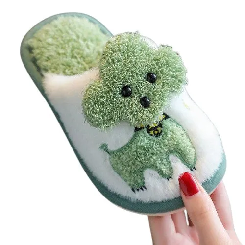 Cartoon Dog Design Warm Plush Cute Slippers For Kids