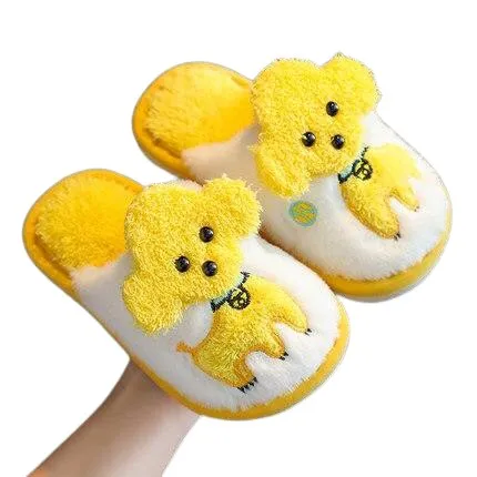 Cartoon Dog Design Warm Plush Cute Slippers For Kids