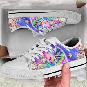 Cat Trippy Pattern Low Top Shoes - Cat Psychedelic Canvas Sneaker - Owners Gift Cat Breeders, Cat Canvas Shoes