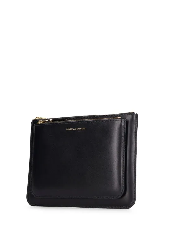 Comme des Garçons Wallet   Leather double-zip pouch 