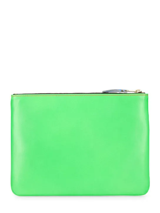 Comme des Garçons Wallet   Super fluo bi-color leather pouch 