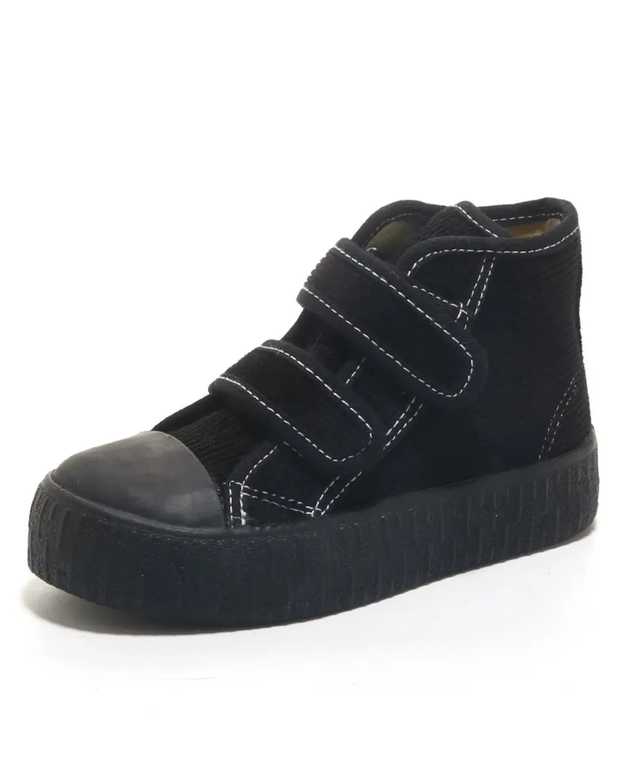 Corduroy High Top Velcro Kid Shoes for Lil Boys