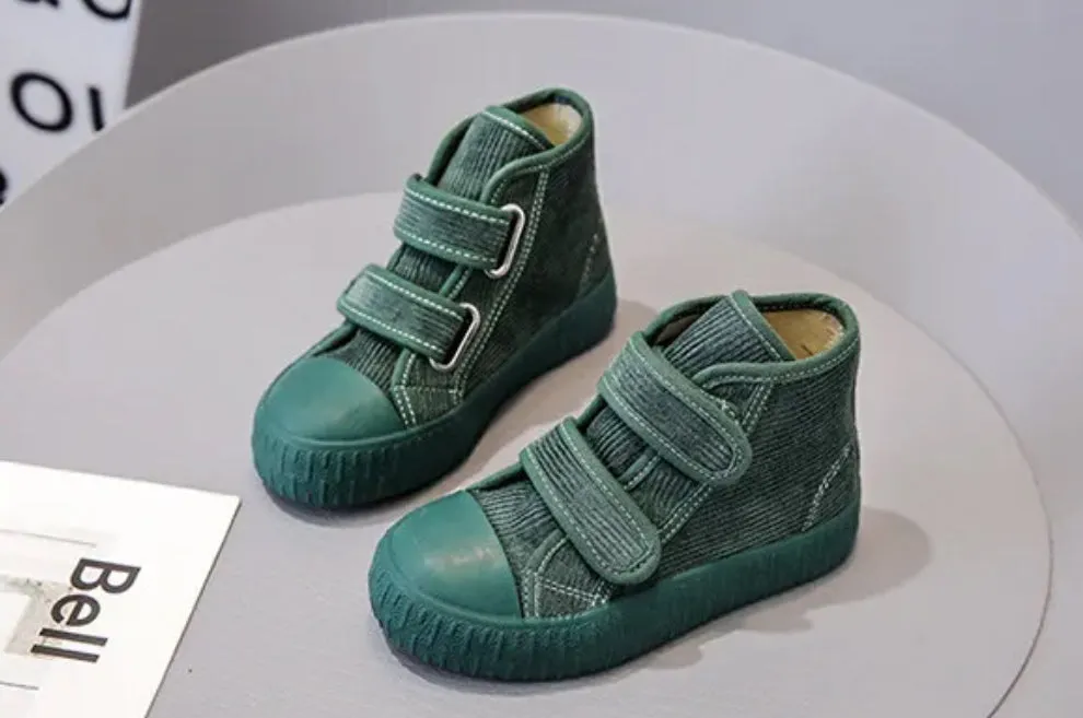 Corduroy High Top Velcro Kid Shoes for Lil Boys