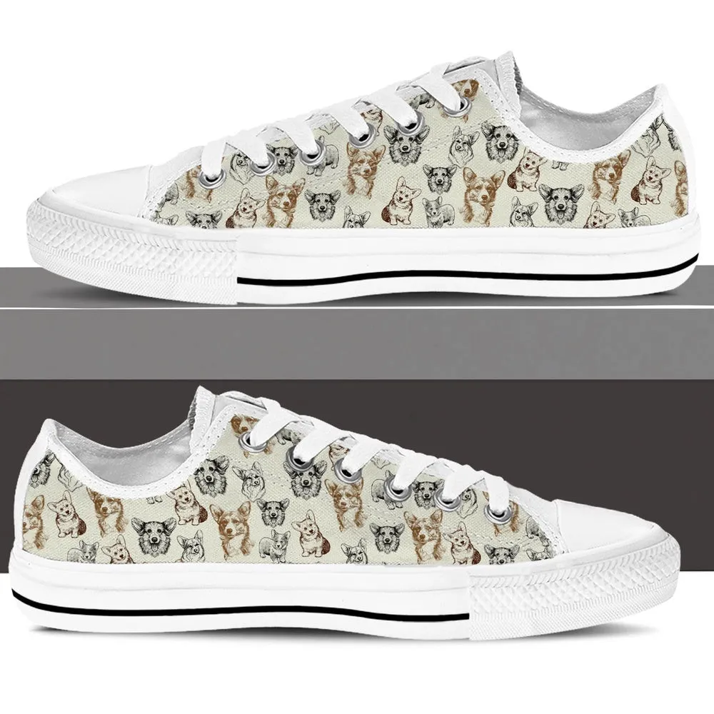 Corgi Low Top Shoes - Lowtop Casual Shoes Gift For Adults, Dog Printed Shoes, Canvas Shoes For Men, Women