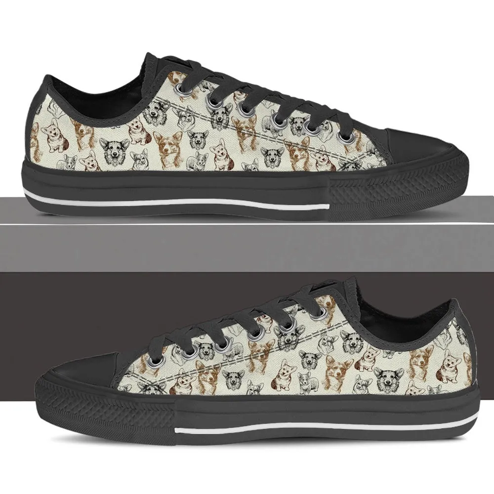 Corgi Low Top Shoes - Lowtop Casual Shoes Gift For Adults, Dog Printed Shoes, Canvas Shoes For Men, Women