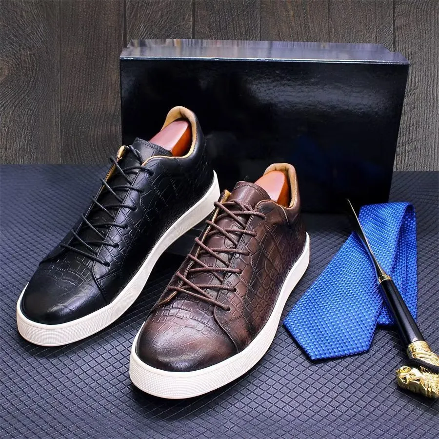 CrocLeather Chic Croc Texture Casual Shoes