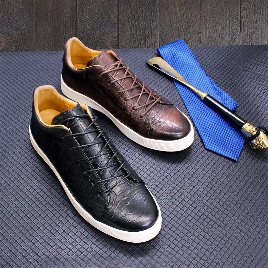 CrocLeather Chic Croc Texture Casual Shoes