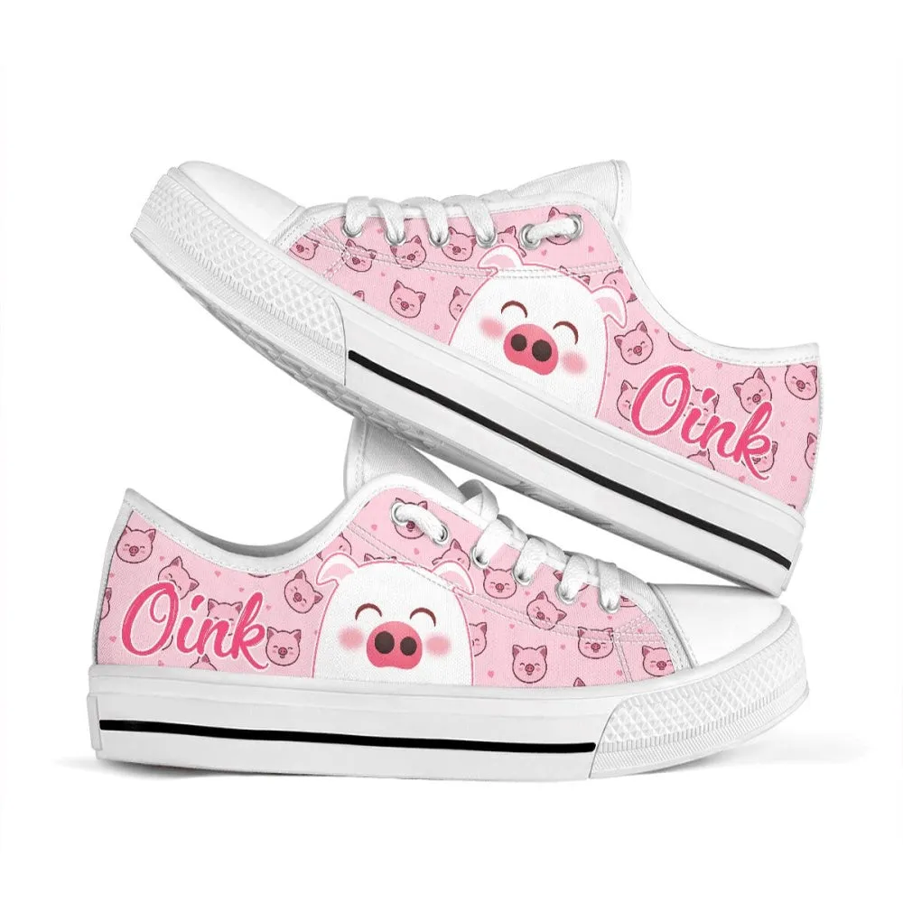 Cute Piggy Low Top Shoes Sneaker, Animal Print Canvas Shoes, Print On Canvas Shoes