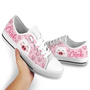 Cute Piggy Low Top Shoes Sneaker, Animal Print Canvas Shoes, Print On Canvas Shoes