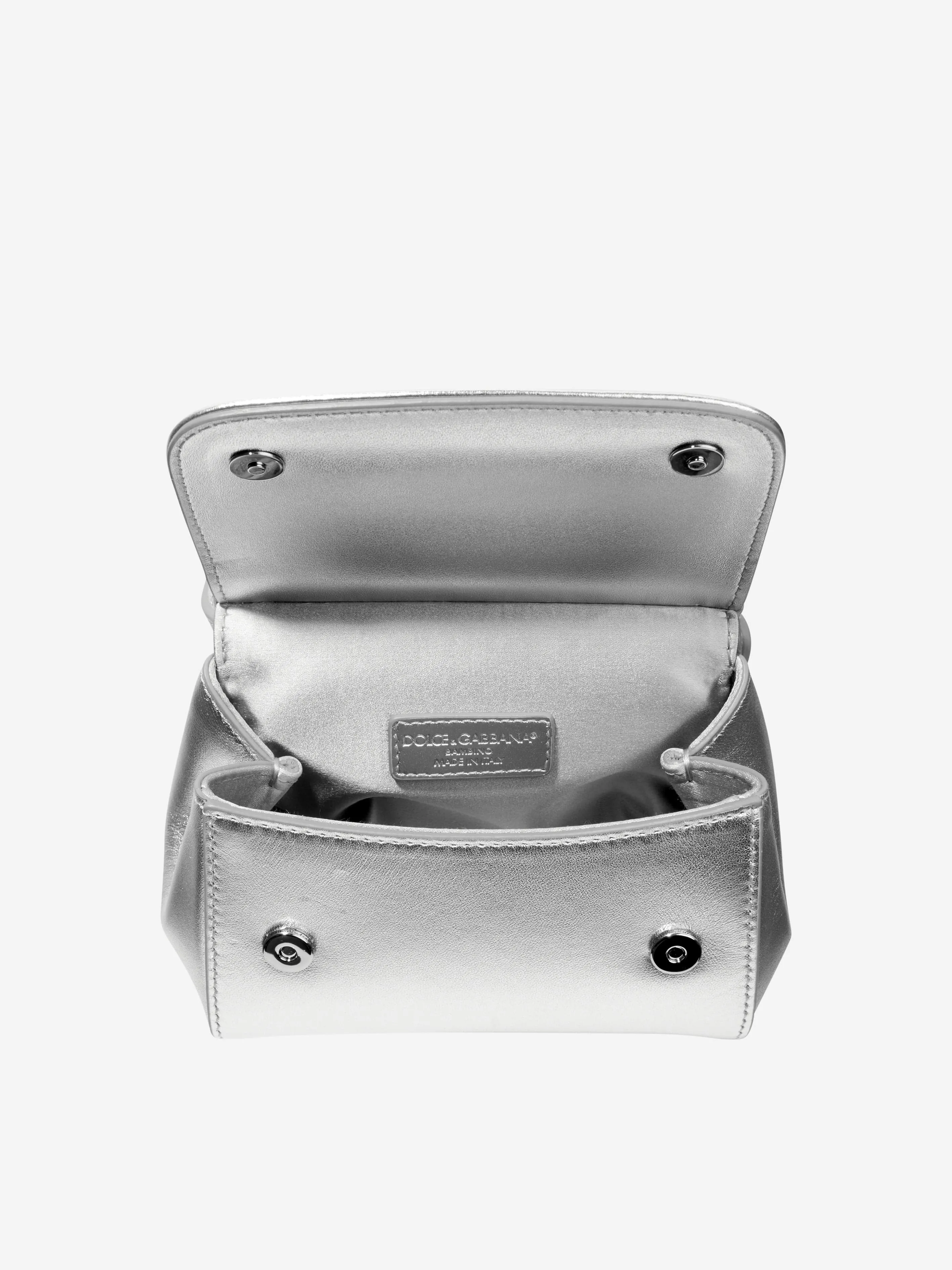 Dolce & Gabbana Girls Leather Logo Handbag in Silver