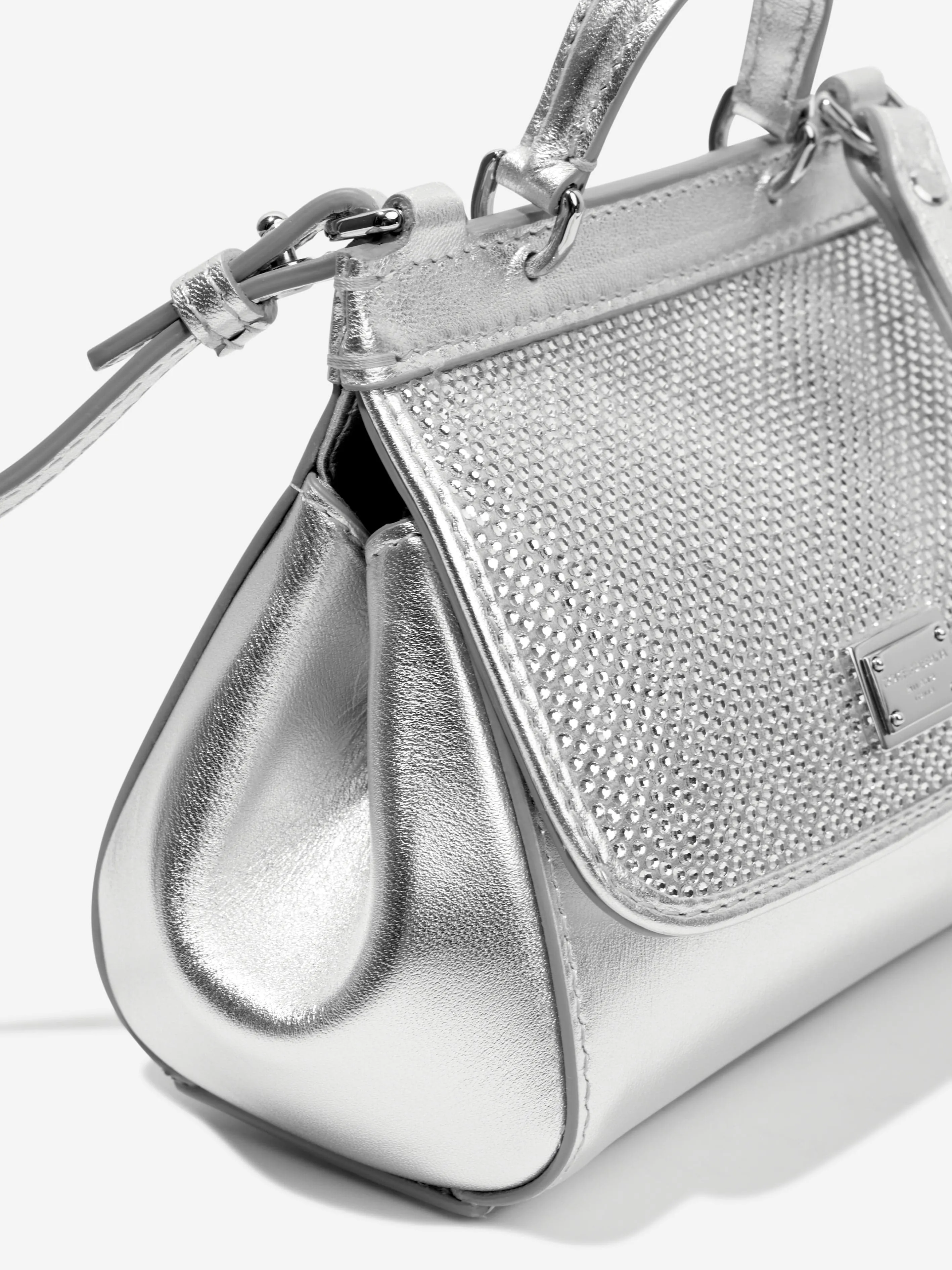 Dolce & Gabbana Girls Leather Logo Handbag in Silver