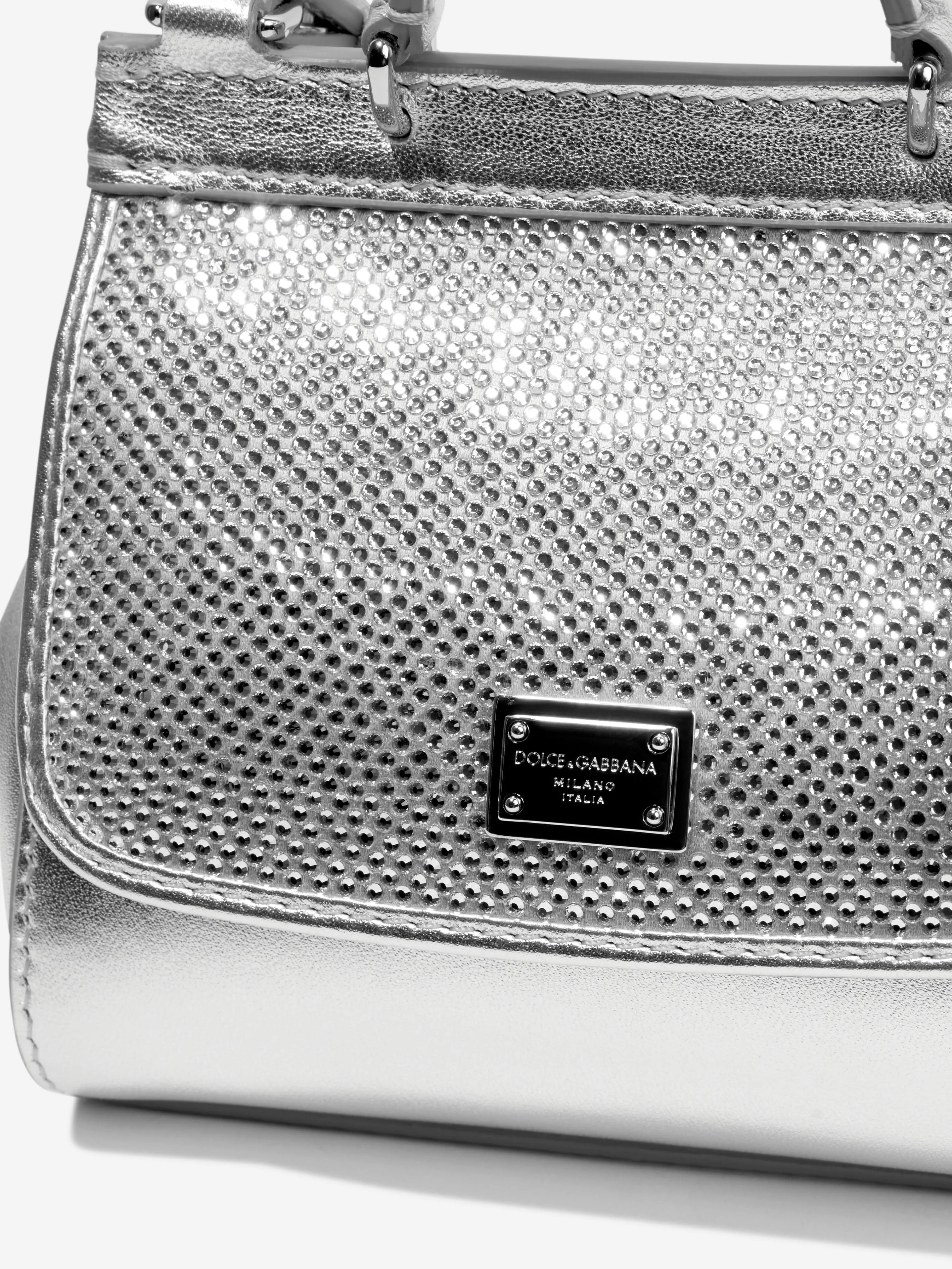 Dolce & Gabbana Girls Leather Logo Handbag in Silver