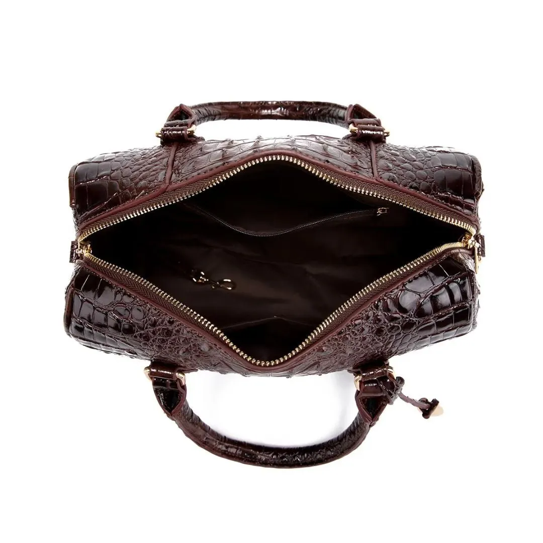 ElegantGator Boston Handbag: Premium PU, Zipper Closure