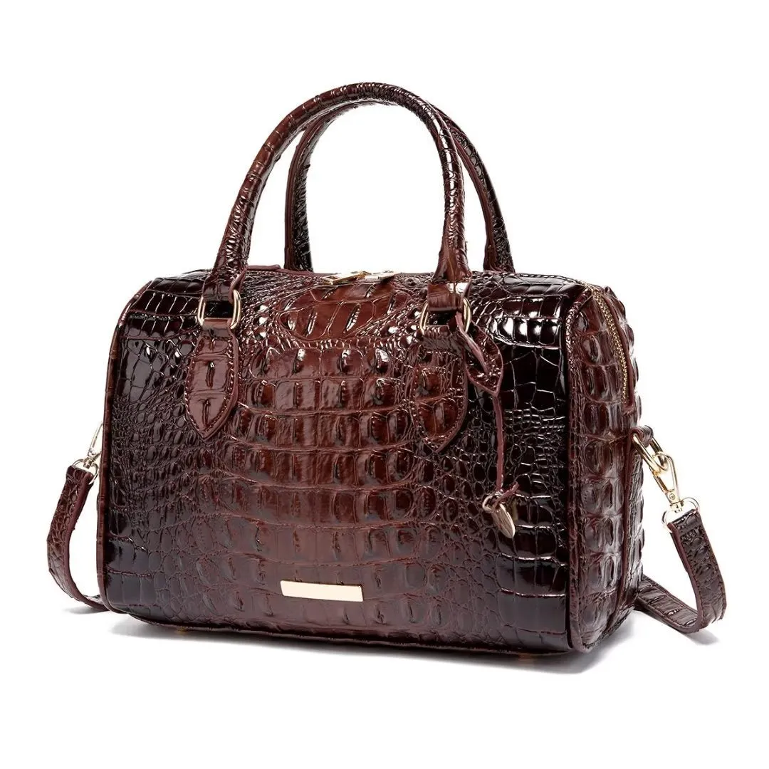 ElegantGator Boston Handbag: Premium PU, Zipper Closure