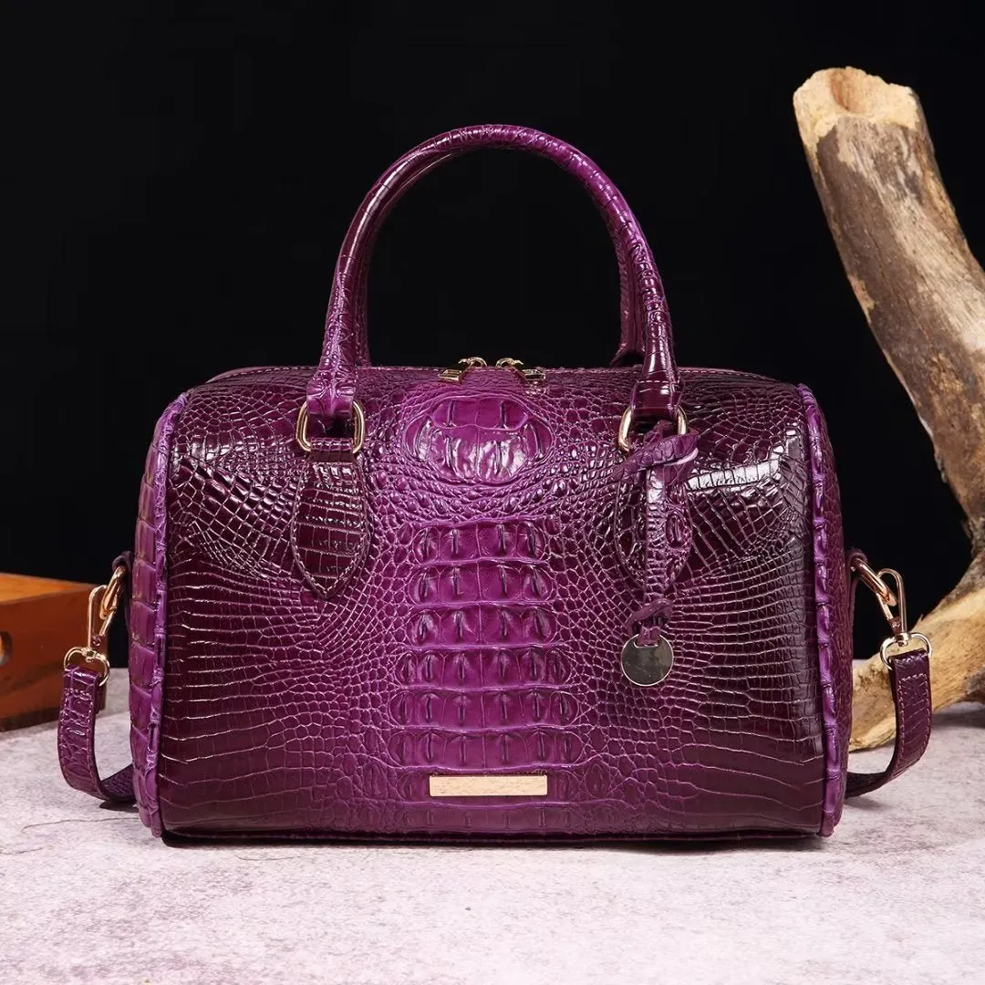 ElegantGator Boston Handbag: Premium PU, Zipper Closure