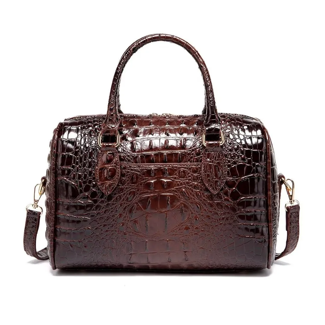 ElegantGator Boston Handbag: Premium PU, Zipper Closure