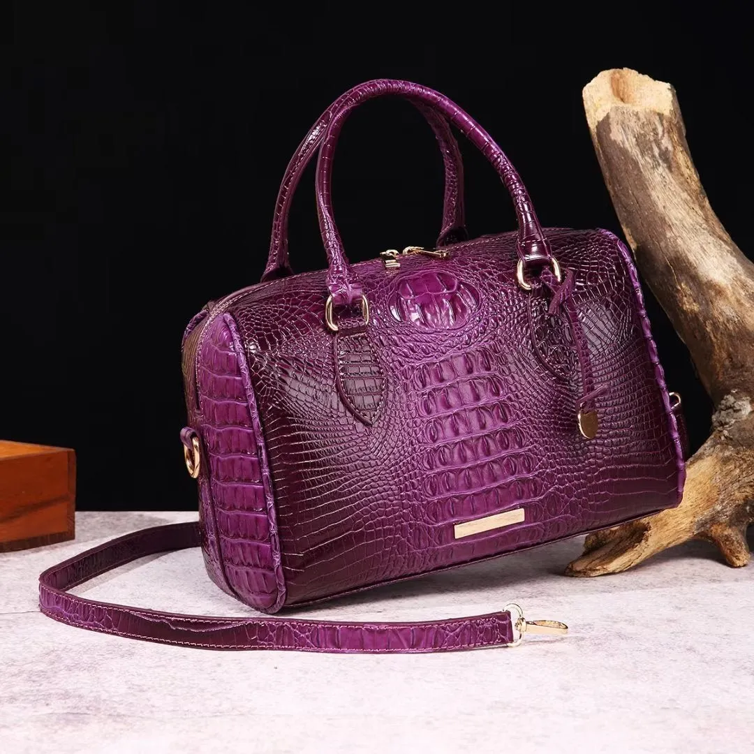 ElegantGator Boston Handbag: Premium PU, Zipper Closure