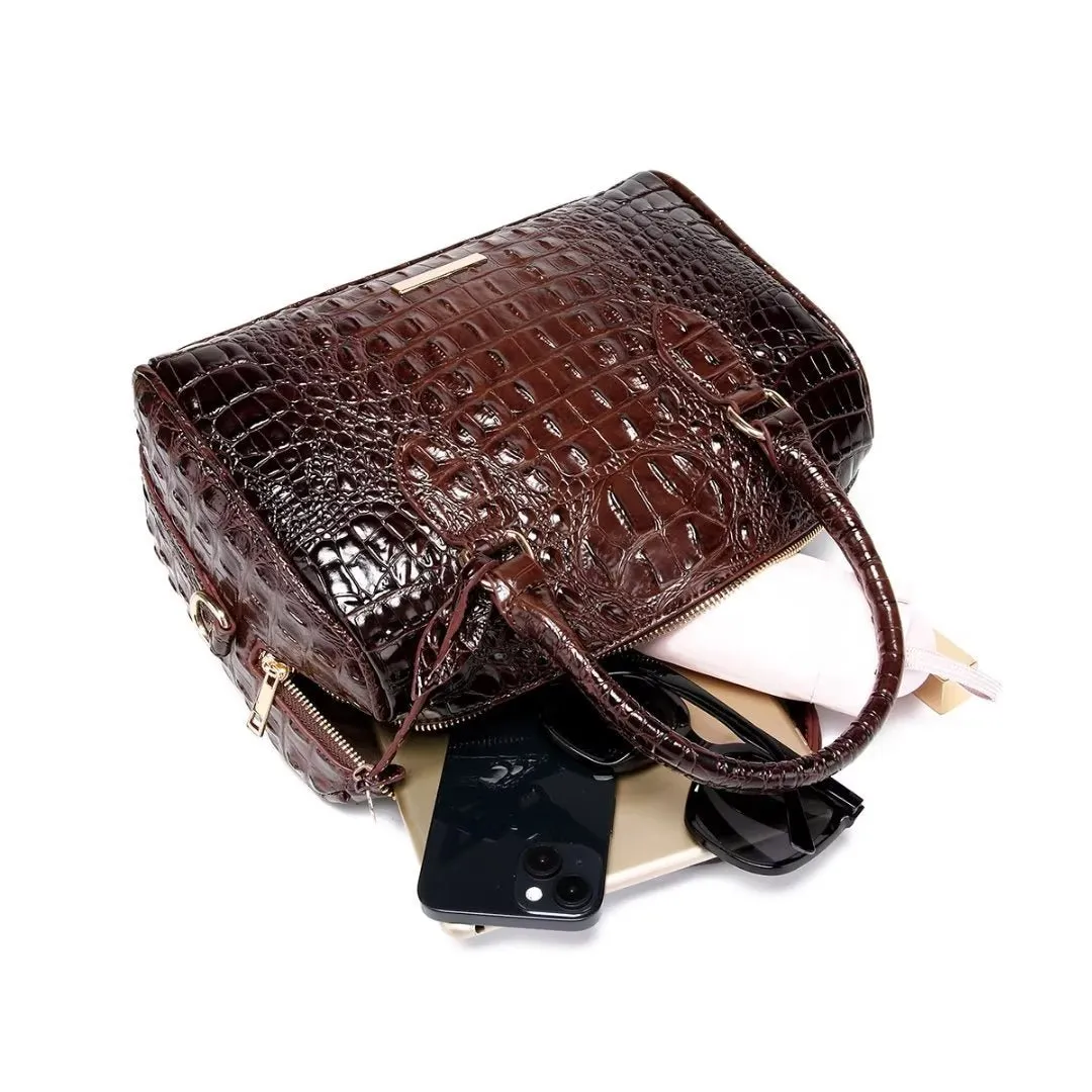 ElegantGator Boston Handbag: Premium PU, Zipper Closure