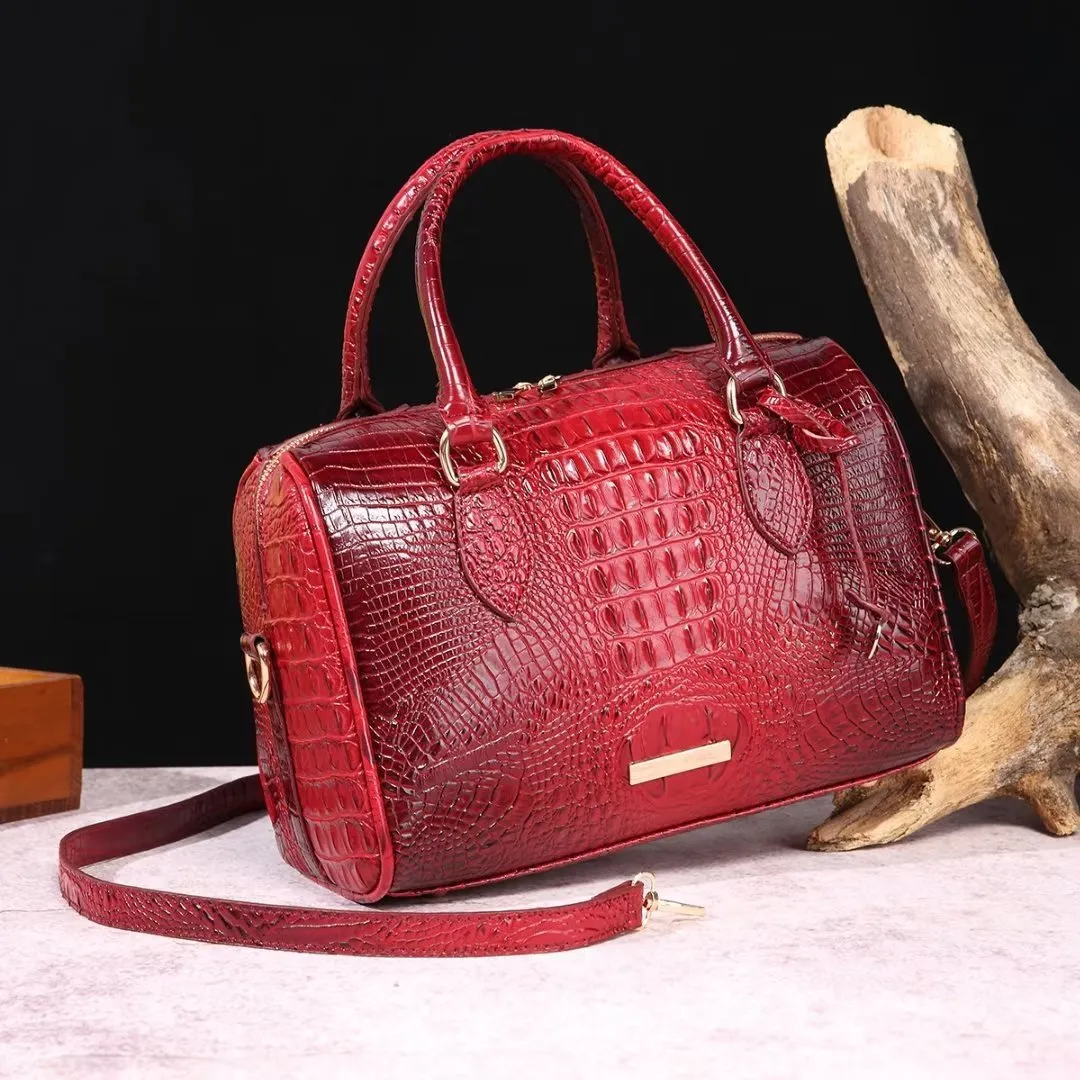 ElegantGator Boston Handbag: Premium PU, Zipper Closure