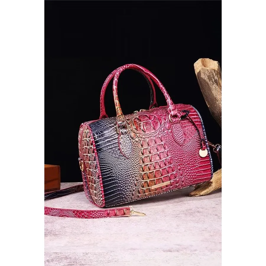 ElegantGator Boston Handbag: Premium PU, Zipper Closure