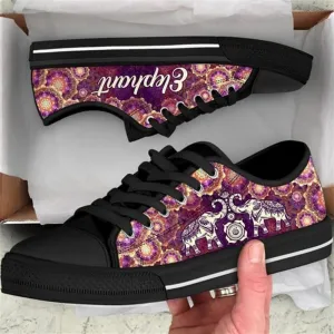 Elephant Mandala Royal Pattern Canvas Low Top Shoes, Animal Print Canvas Shoes, Print On Canvas Shoes