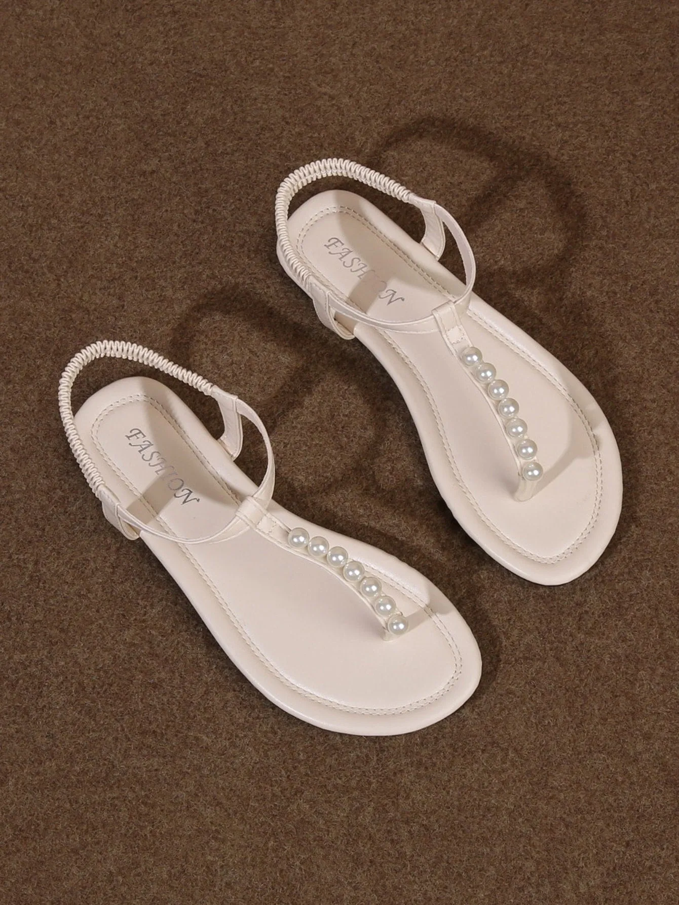 Fashionable Pearl and Rhinestone Roman Sandals