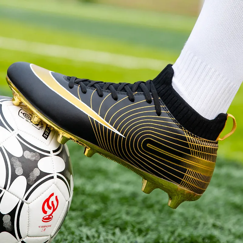 Gold High-Top Adult and Kids' Soccer Cleats