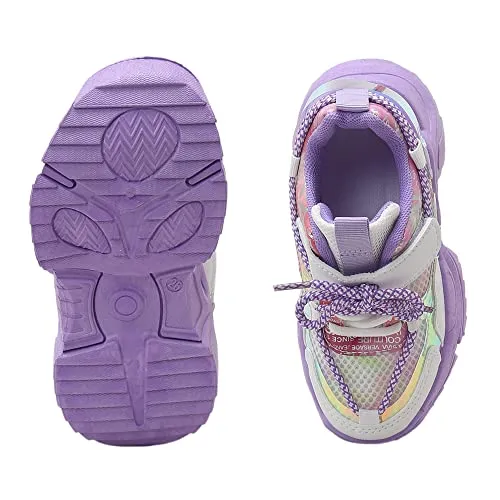 Hopscotch Girls Mesh Text Print Athletic Shoes in Purple Color, UK:13 (FAQ-4317468)