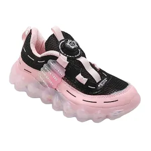 Hopscotch Girls PU and Mesh Text Print Athletic Shoes in Pink Color UK:5.5 (VBB-4402330)