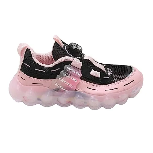 Hopscotch Girls PU and Mesh Text Print Athletic Shoes in Pink Color UK:5.5 (VBB-4402330)