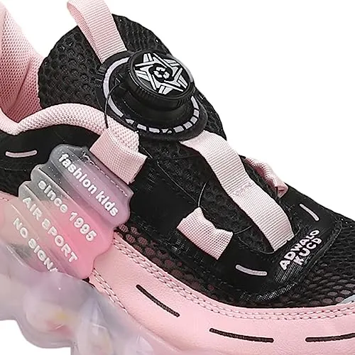 Hopscotch Girls PU and Mesh Text Print Athletic Shoes in Pink Color UK:5.5 (VBB-4402330)