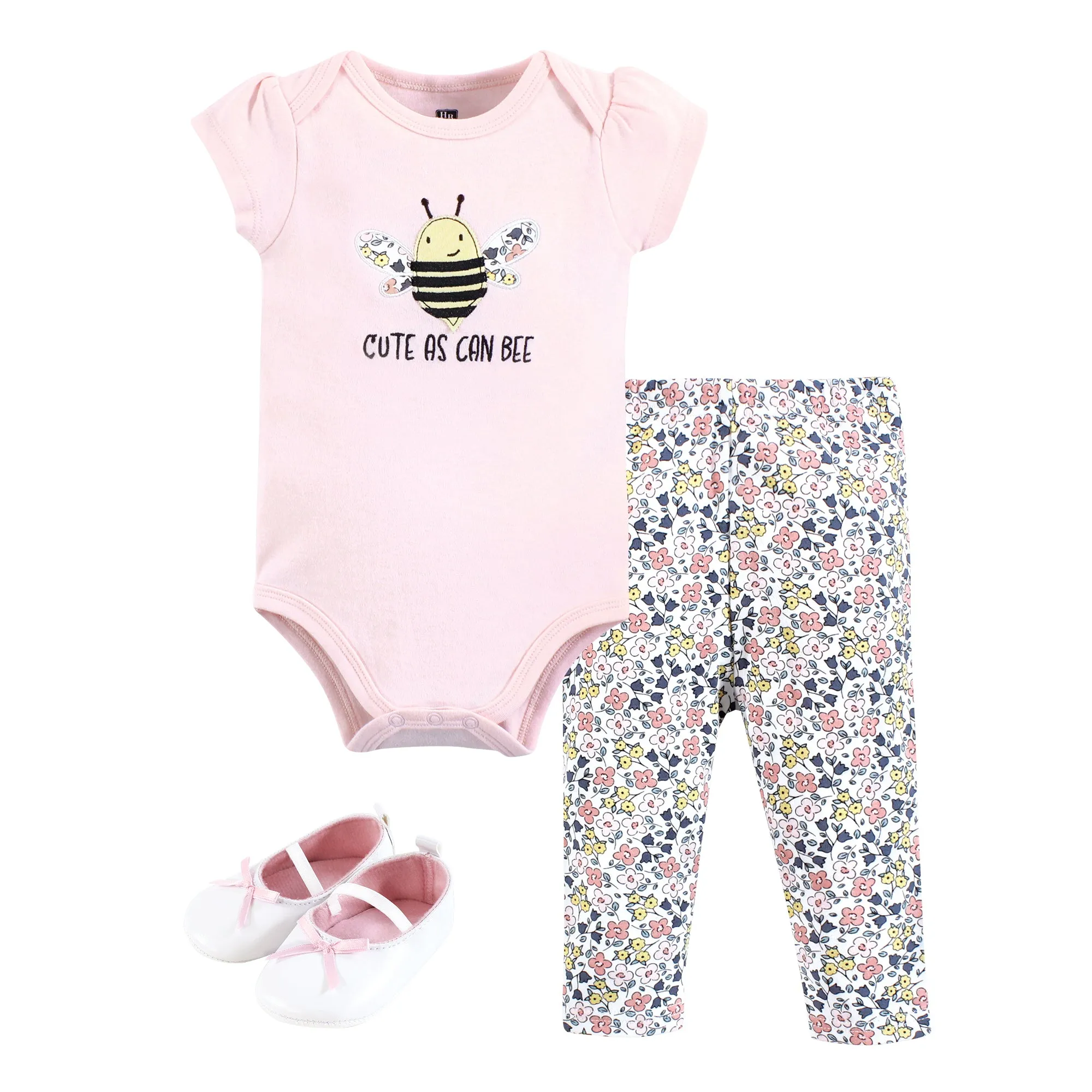 Hudson Baby Cotton Bodysuit, Pant and Shoe Set, Cute Bee