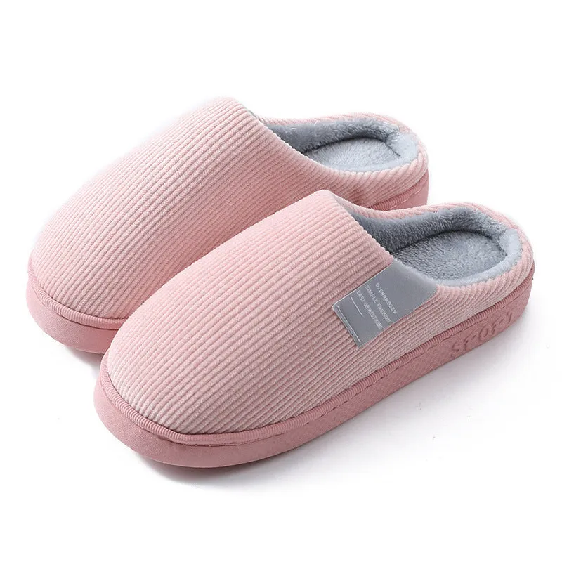 Indoor Corduroy Shoes Warm Plush Home Slipper Anti Slip Floor Bedroom Shoes Autumn Winter