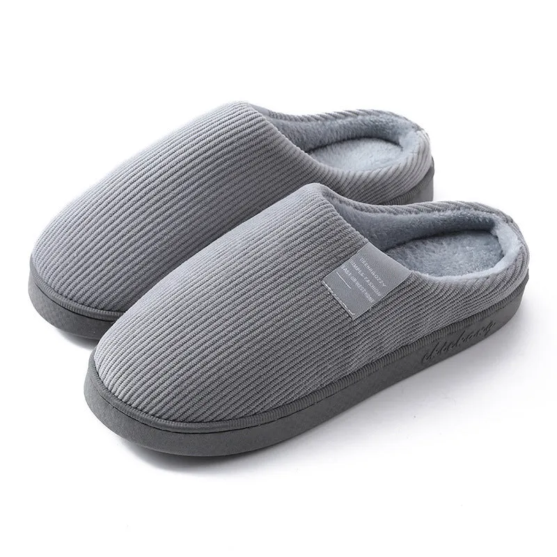 Indoor Corduroy Shoes Warm Plush Home Slipper Anti Slip Floor Bedroom Shoes Autumn Winter