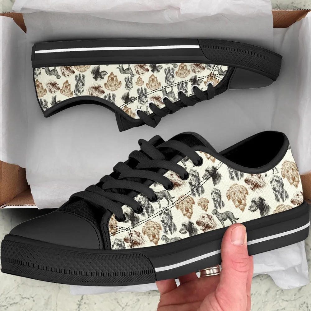 Irish Wolfhound Low Top Shoes - Low Top Sneaker, Dog Printed Shoes, Canvas Shoes For Men, Women